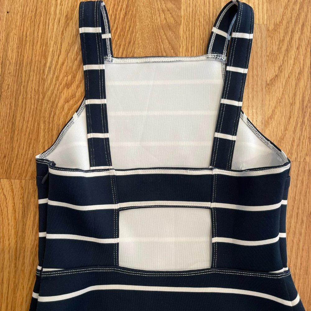 Abercrombie Neoprene Square Neck Dress Navy Stripe Women’s XS - Picture 4 of 12
